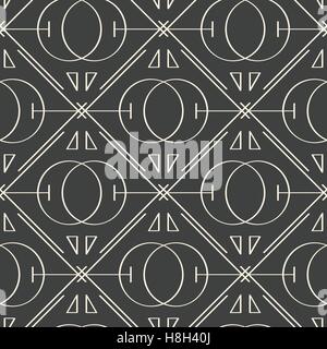 Sacred geometry seamless pattern on dark grey background Stock Vector