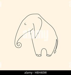One line elephant vector illustration Stock Vector