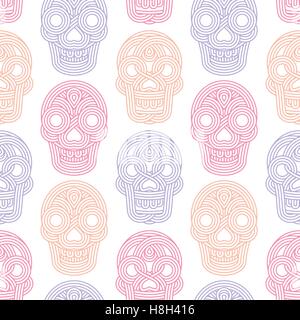 Seamless pattern made of skulls on white background Stock Vector