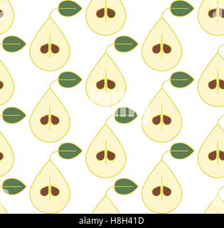 Seamless geometric pear pattern on white background Stock Vector