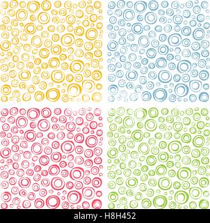 irregular concentric circles pattern set in different colors Stock Vector