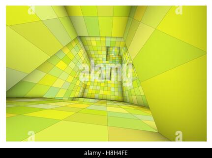 3d futuristic labyrinth green shaded vector interior illustration Stock Vector