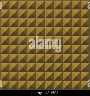 wall with ocre yellow pyramid tiles pattern Stock Vector