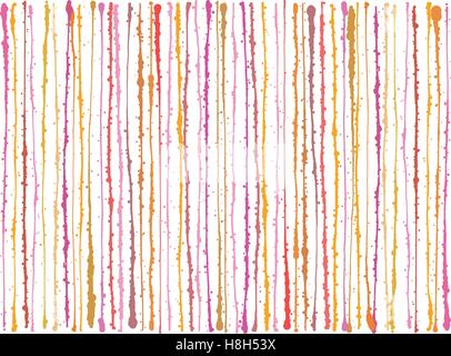 pink orange splatter grunge lines background over white Stock Vector