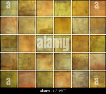 orange square tile grunge pattern backgrounds collection Stock Vector