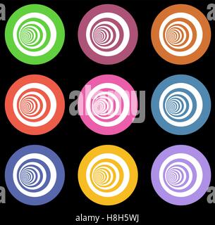 multiple vortex with concentric stripes in different colors Stock Vector