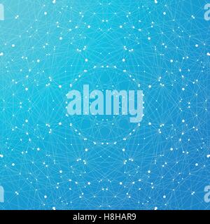 Blue graphic background molecule and communication. Connected lines with dots. Medicine, science, technology design .Vector illustration Stock Vector