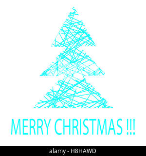 Merry christmas card. Merry christmas text with xmas tree in pattern color line. Vector illustration Stock Photo