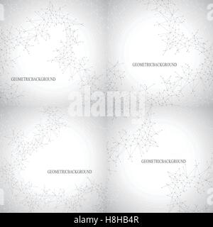 Set of geometric backgrounds molecule and communication.  Connected lines with dots. Vector illustration Stock Vector