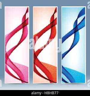 Set of colorful banners with curved lines. Vector illustration Stock Vector