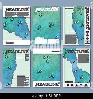 Modern vector templates of brochures , flyer, cover or report in A4 size for your design Stock Vector