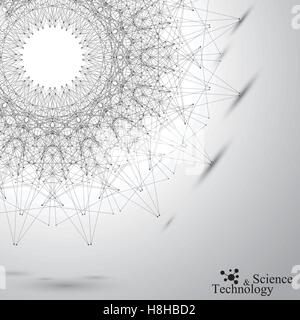 Geometric abstract background with connected lines and dots. Futuristic technology design. Vector illustration Stock Vector
