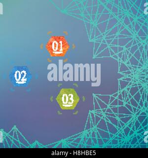 Geometric vector background molecule and communication . Connected lines with dots .Watercolor hexagonal shape banners Stock Vector