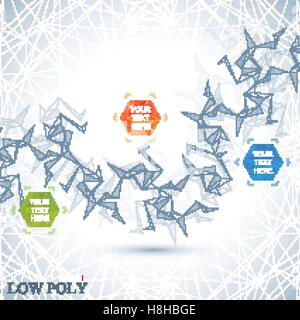 Polygonal Abstract background. Low poly, molecule and communication with connected dots, lines .Vector Illustration Stock Vector