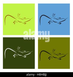 Abstract image of Sand lizard agilis. Logo set. Stock Vector