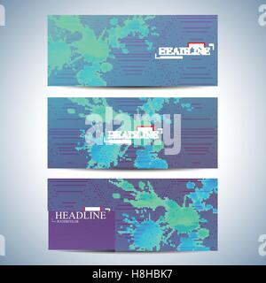 Set of watercolor horizontal backgrounds. Modern page website design template . Vector Illustration Stock Vector