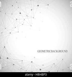 Grey graphic background dots with connections for your design. Vector illustration Stock Vector