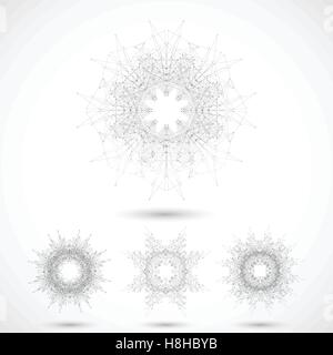Geometric abstract form with connected lines and dots. Vector illustration Stock Vector