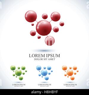Modern set logotype icon dna and molecule. Vector template for medicine, science, technology , chemistry, biotechnology Stock Vector