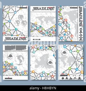 Modern vector set of brochures, magazine, flyer, booklet, cover or report in A4 size. Business design Stock Vector