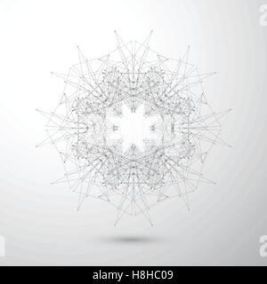 Geometric abstract form with connected lines and dots. Tecnology gray background for your design . Vector illustration Stock Vector