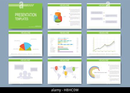 Big set of vector templates for presentation slides. Modern business design with graph and charts Stock Vector