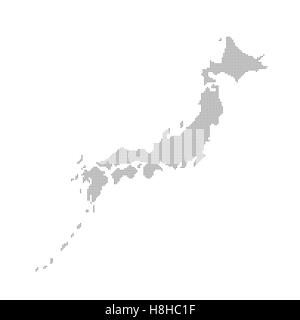 Grey Map Japan In The Dots . Vector illustration Stock Vector