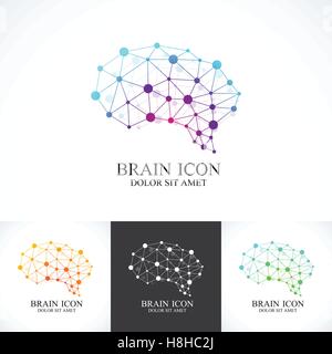 Set of Colorful Vector Template Brain . Creative concept design icon Stock Vector
