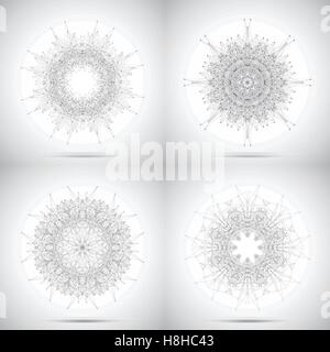 Set of geometric vector form with connected lines and dots for your design Stock Vector