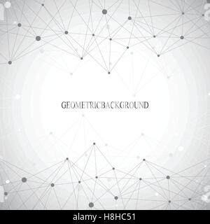 Geometric grey background molecule and communication . Connected lines with dots. Vector illustration Stock Vector