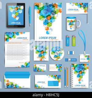 Set of vector corporate identity template. Modern business stationery mock-up design Stock Vector