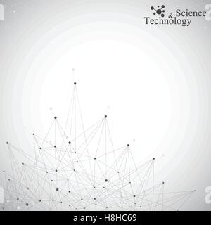 Geometric grey background molecule and communication . Connected lines with dots. Vector illustration Stock Vector