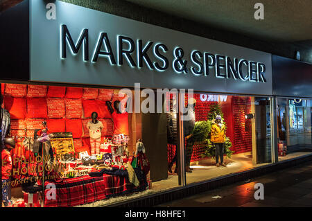 Marks and Spencer shop front in Southport, Merseyside. Stock Photo