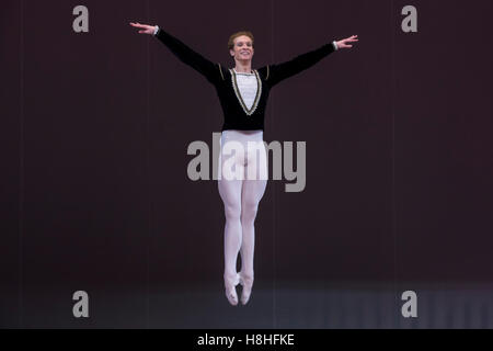 Ballet dancer Ivan Titov Ballet performs at the stage in Moscow theater, Russia Stock Photo