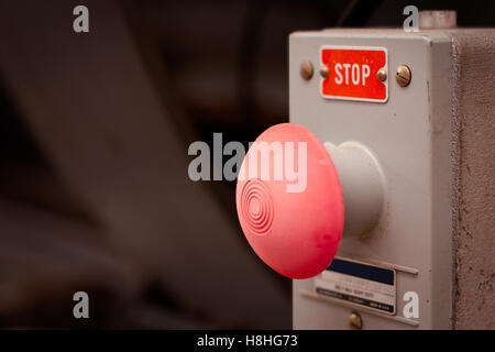 Vintage Emergency Stop Button Stock Photo