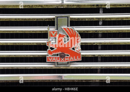 Vauxhall logo from late 1970s / early 1980s on the front of car grill Stock Photo