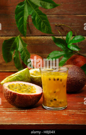 passion fruit juice in glass Stock Photo
