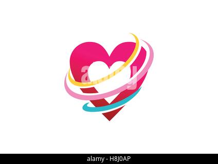 elegance heart shape logo, beauty love sign symbol icon vector design Stock Vector