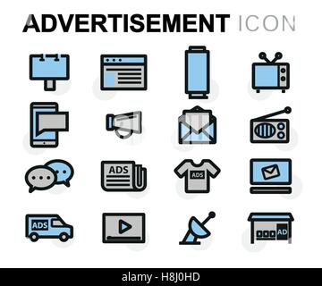 Vector flat advertising icons set on white background Stock Vector