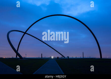 Germany,  Ruhr area, Herten, the 50 meter high arches of the horizon observatory on the heap Hoheward. Stock Photo