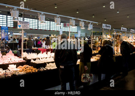 Germany,  Ruhr area, Dortmund, trade fair for  minerals, fossils, gems and jewels at the exhibition center Westfalenhallen. Stock Photo
