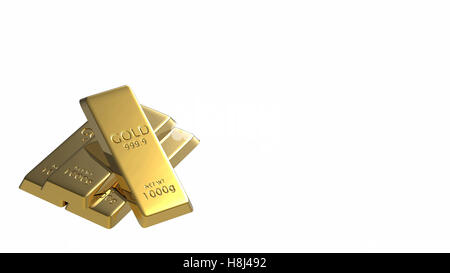 The 3d rendering set of gold bars isolated on white background Stock ...