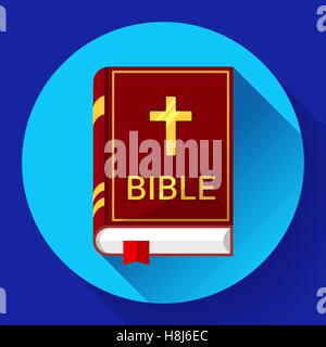 Holy Book icon bible icon flat with long shadow Stock Vector