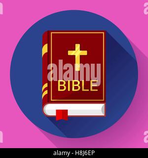 Holy Book icon bible icon flat with long shadow Stock Vector