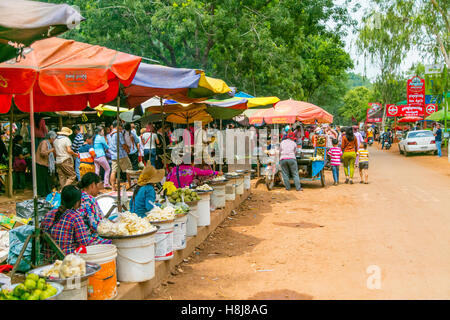 Food Market, Koh Chen, Cambodia Stock Photo