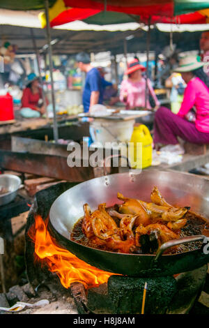 Food Market, Koh Chen, Cambodia Stock Photo