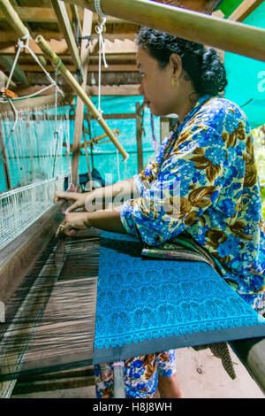 Silk loom, Silk plantation, Koh Oknha Tey Island, Cambodia Stock Photo