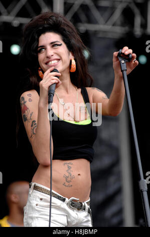 Amy Winehouse performing live at the Virgin Music Festival in Baltimore Maryland on August 4, 2007. © David Atlas / MediaPunch Stock Photo