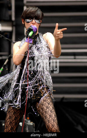 Yeah Yeah Yeahs (Karen O. pictured) performing live at the Virgin Festival in Baltimore, Maryland on August 5, 2007. © David Atlas / MediaPunch Stock Photo