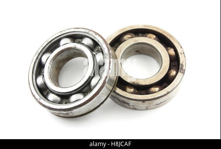 Two old rusty bearing on a white background Stock Photo